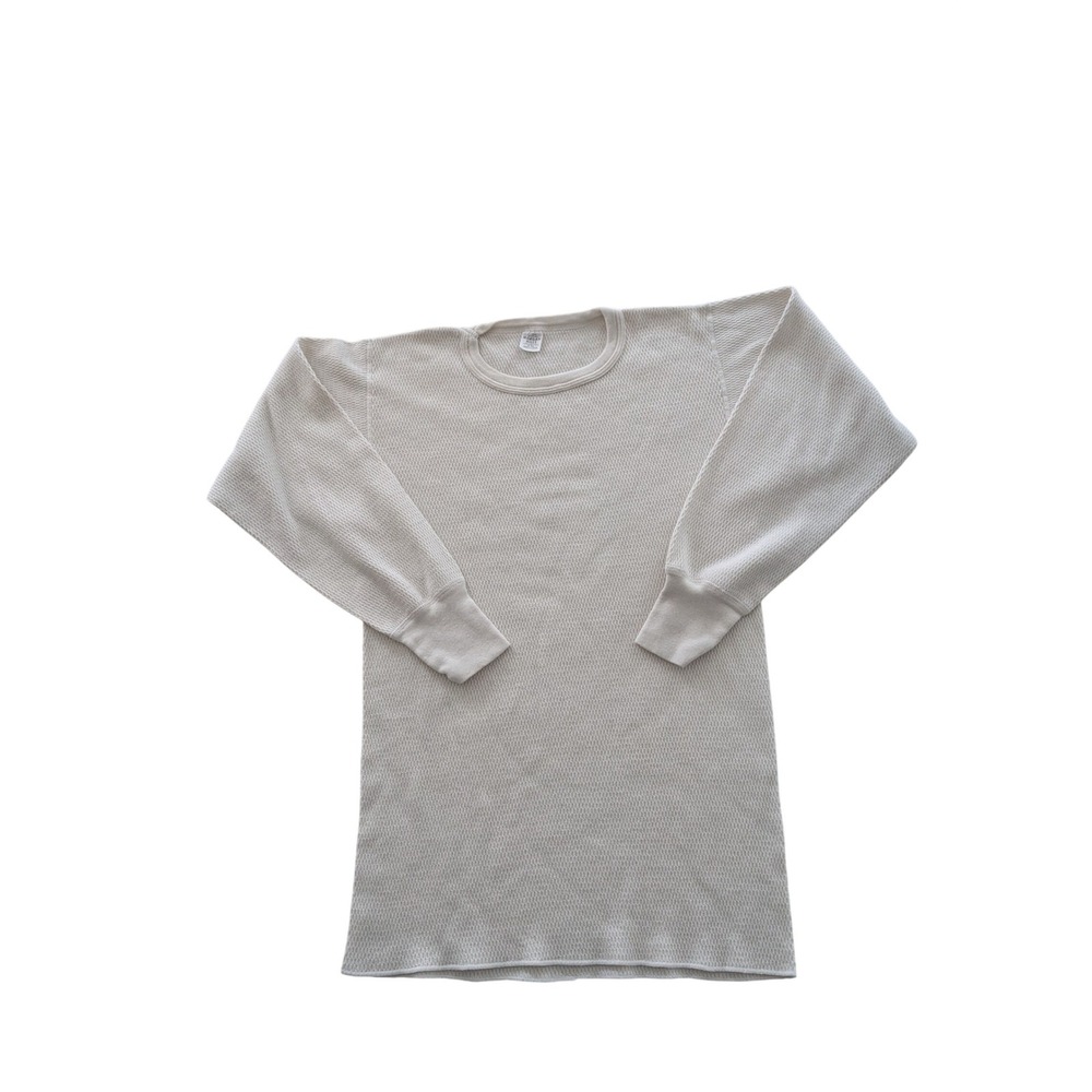 Morgan Mills Thermal Shirt Mens XL Cream Waffle Knit Long‎ Sleeve Base Layer